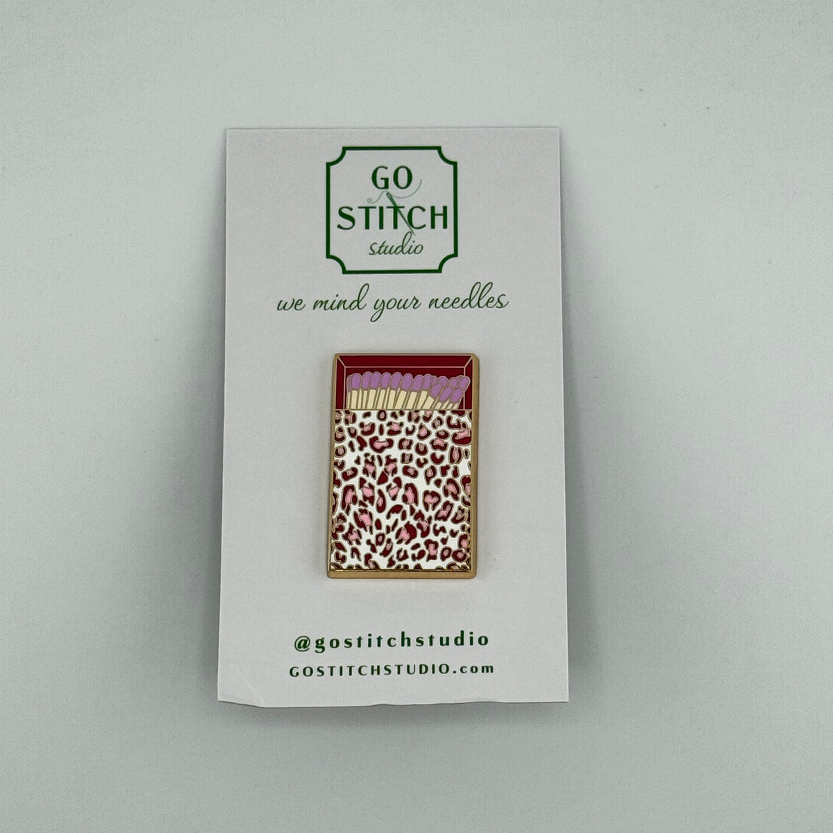 Pink Leopard Print Matchbox Needle Minder