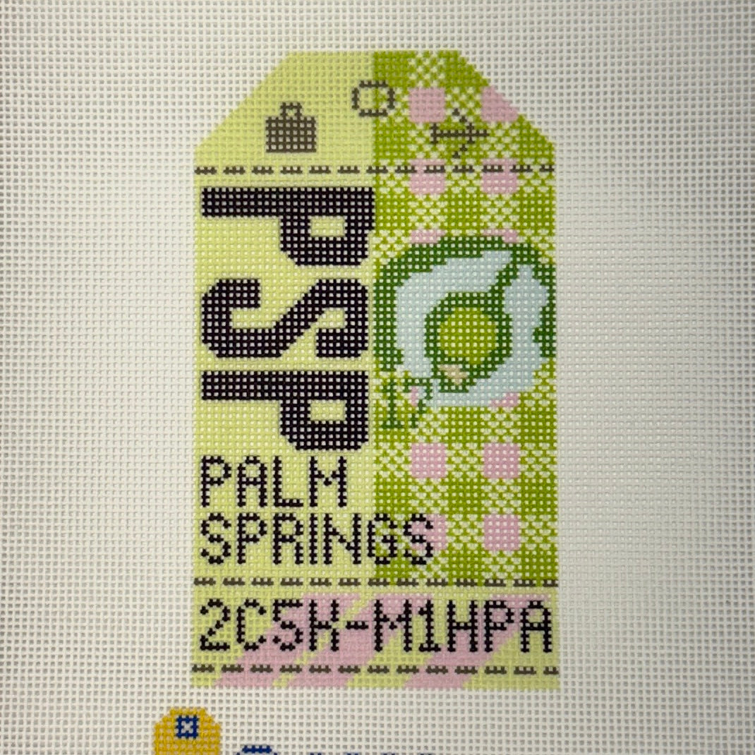 Palm Springs Luggage Tag (by Hedgehog Needlepoint)