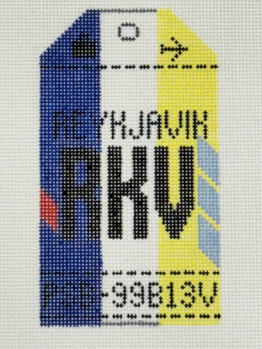 Reykjavik Luggage Tag (by Hedgehog Needlepoint)