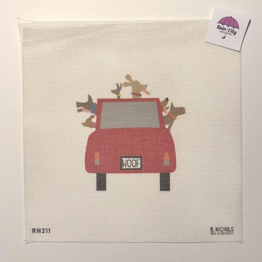 Red Car Six Happy Dogs (by The Collection)