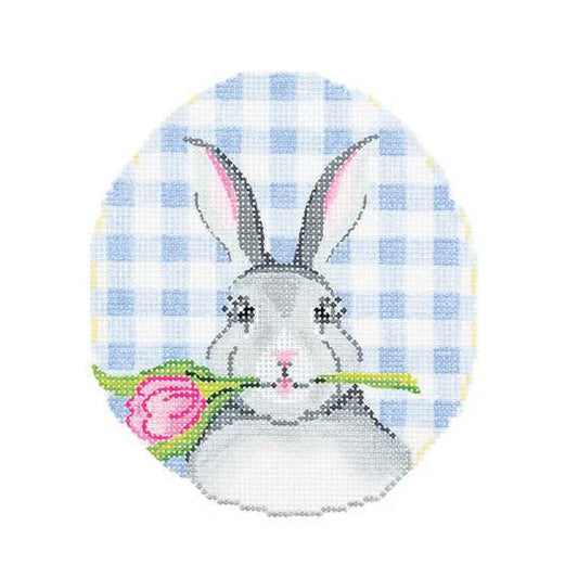 Bunny with Tulip on Blue Gingham (by KCN) KEA 71-18m