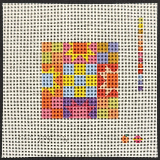 Patchwork Coaster Yellow/Blue (by Saturnalia Stitching)