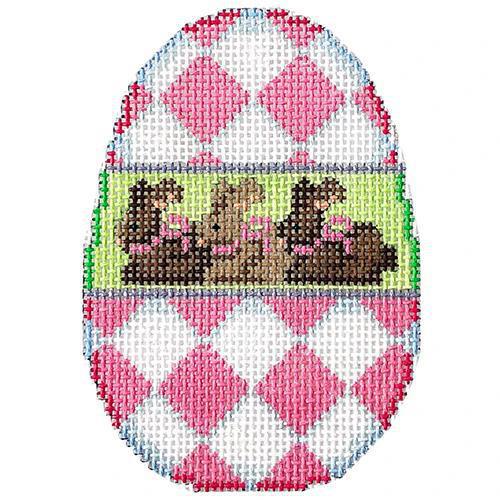 Pink Harlequin Bunny Egg (by Bradley Needlepoint) EG320