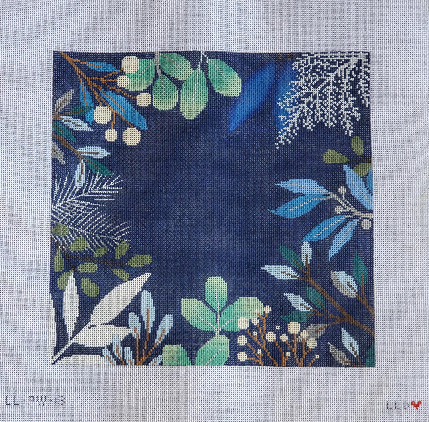 Winter Blue Botanical Pillow Blank