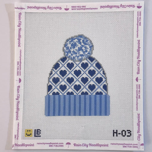 Blue Hearts Beanie (by Laureen Bloch) H-03