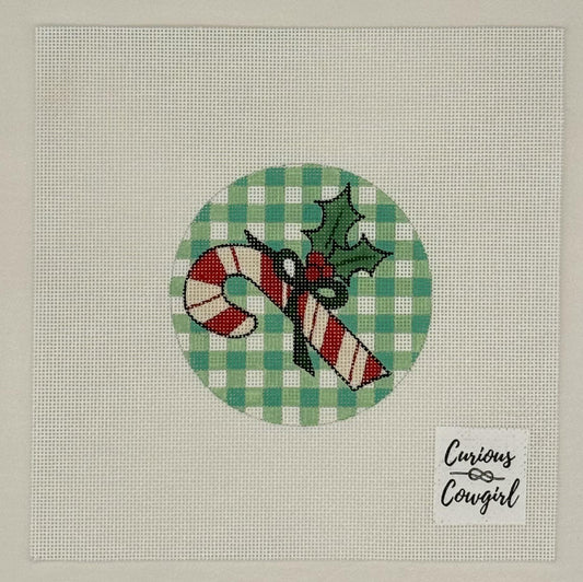Green Gingham Candy Cane (by Curious Cowgirl) MCC-GGCC
