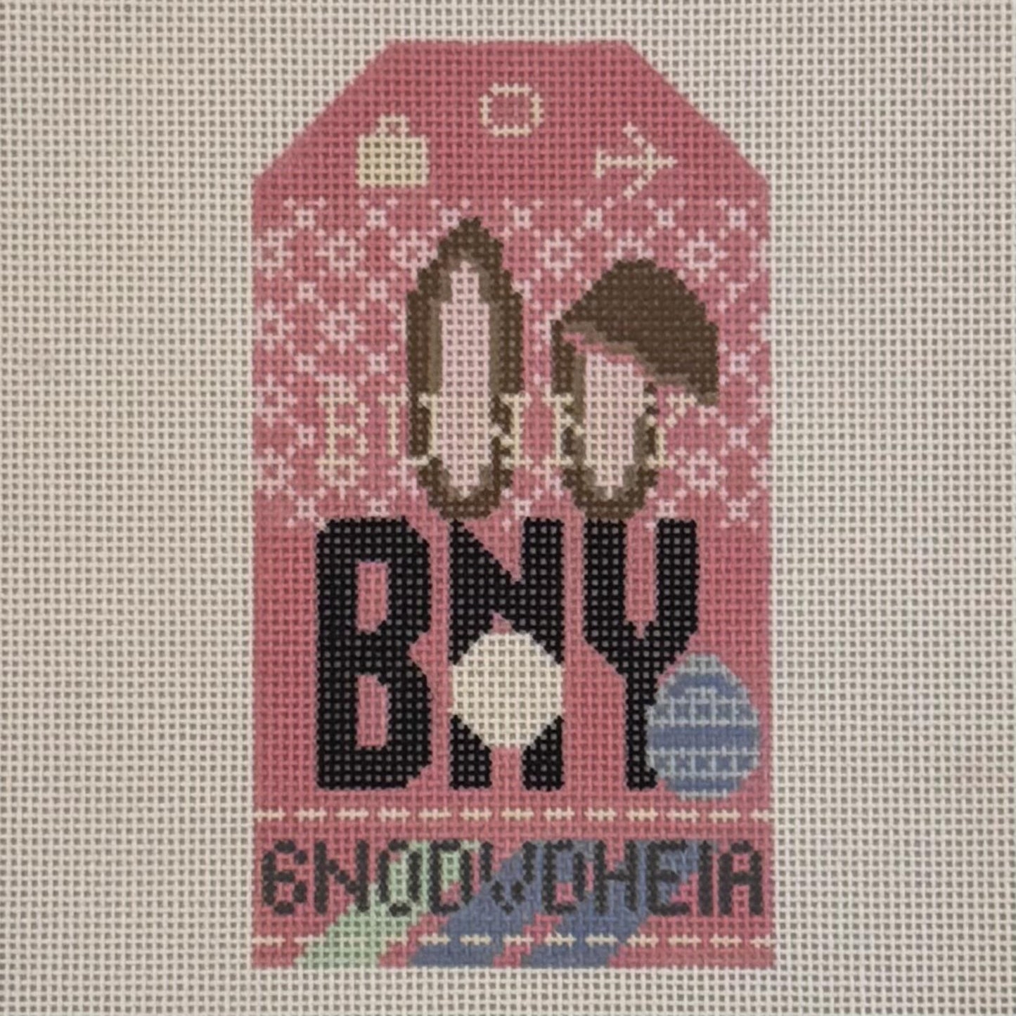 Bunny Luggage Tag (by Hedgehog Needlepoint)