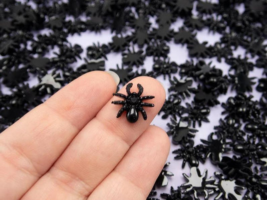 Mini Black Rhinestone Spider Cabochons