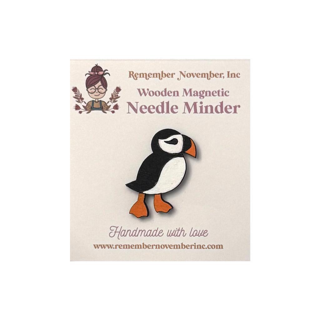 Wooden Puffin needle minder