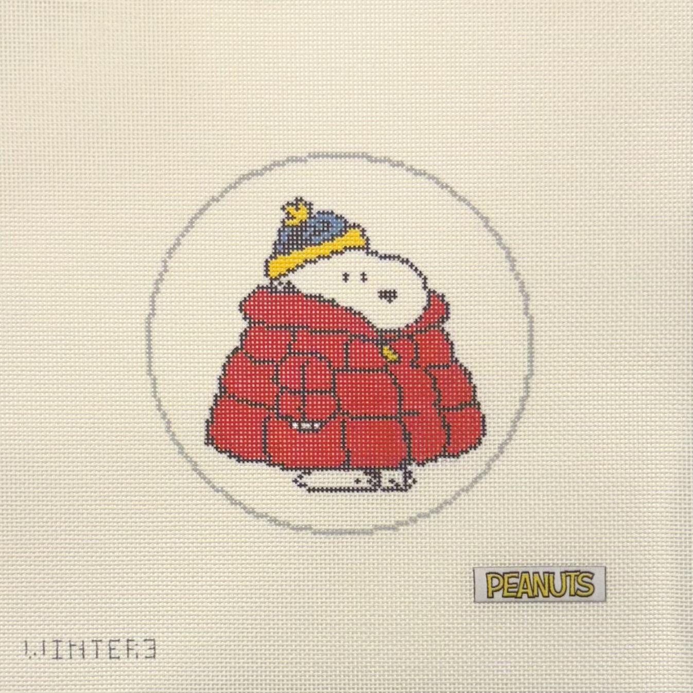 PEANUTS Football - Snoopy in Puffer Coat Round (by Officially Needlepoint)