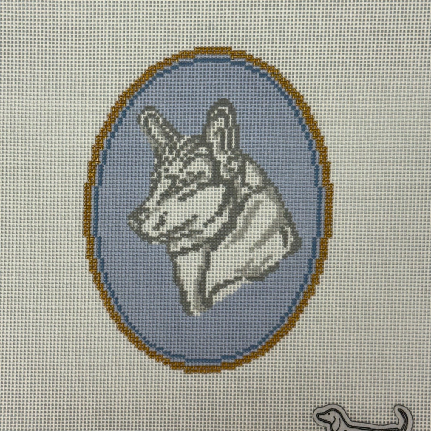 Corgi Cameo (by Rooney and Stitch / Atlantic Blue Canvas)