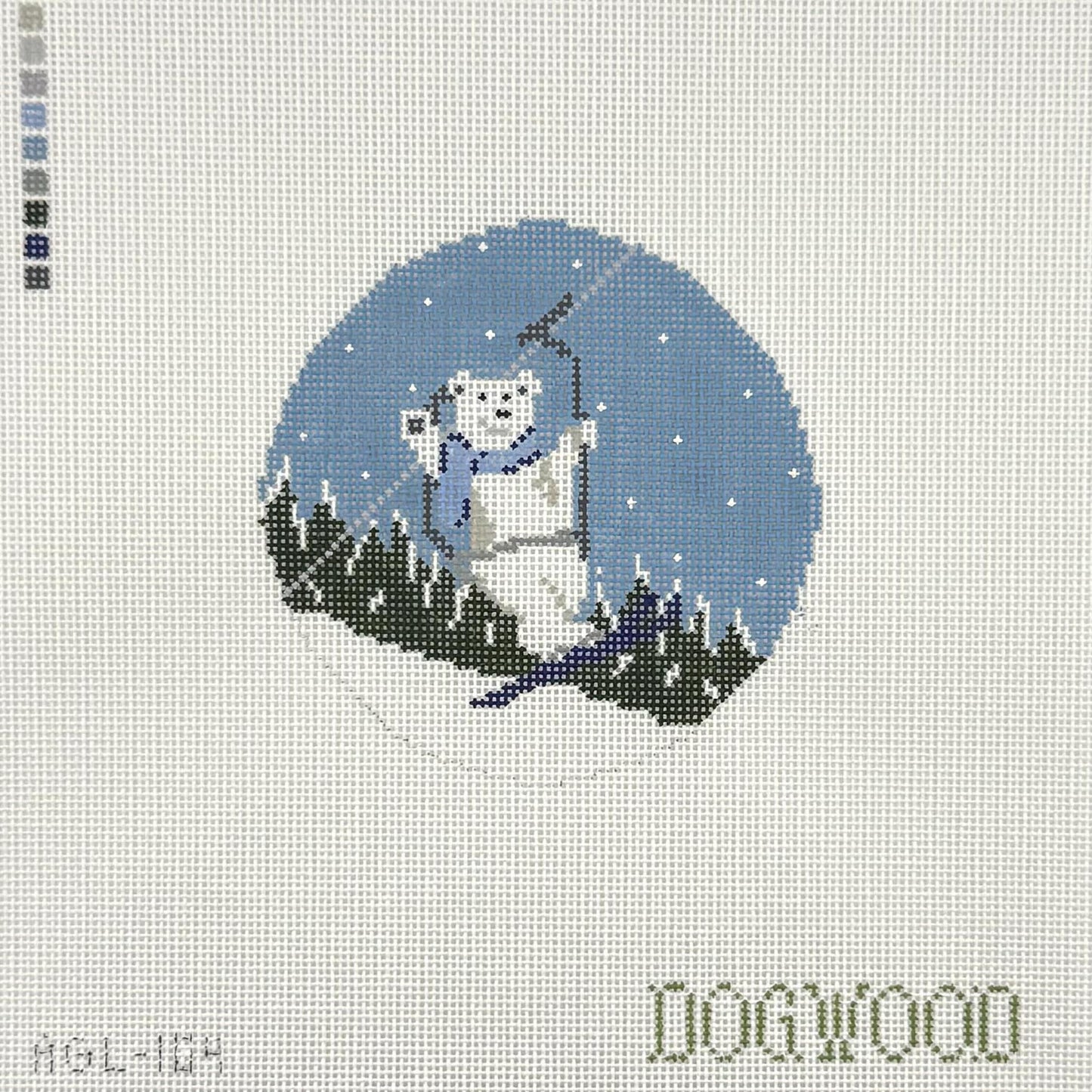 Lift Ride in Snowfall Bear (by Dogwood Needlepoint)