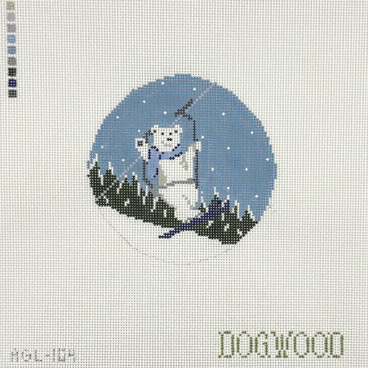 Lift Ride in Snowfall Bear (by Dogwood Needlepoint)