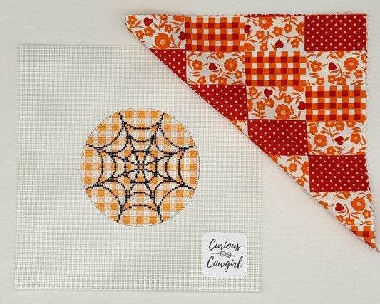 Halloween Gingham Spider Web (by Curious Cowgirl) H-2