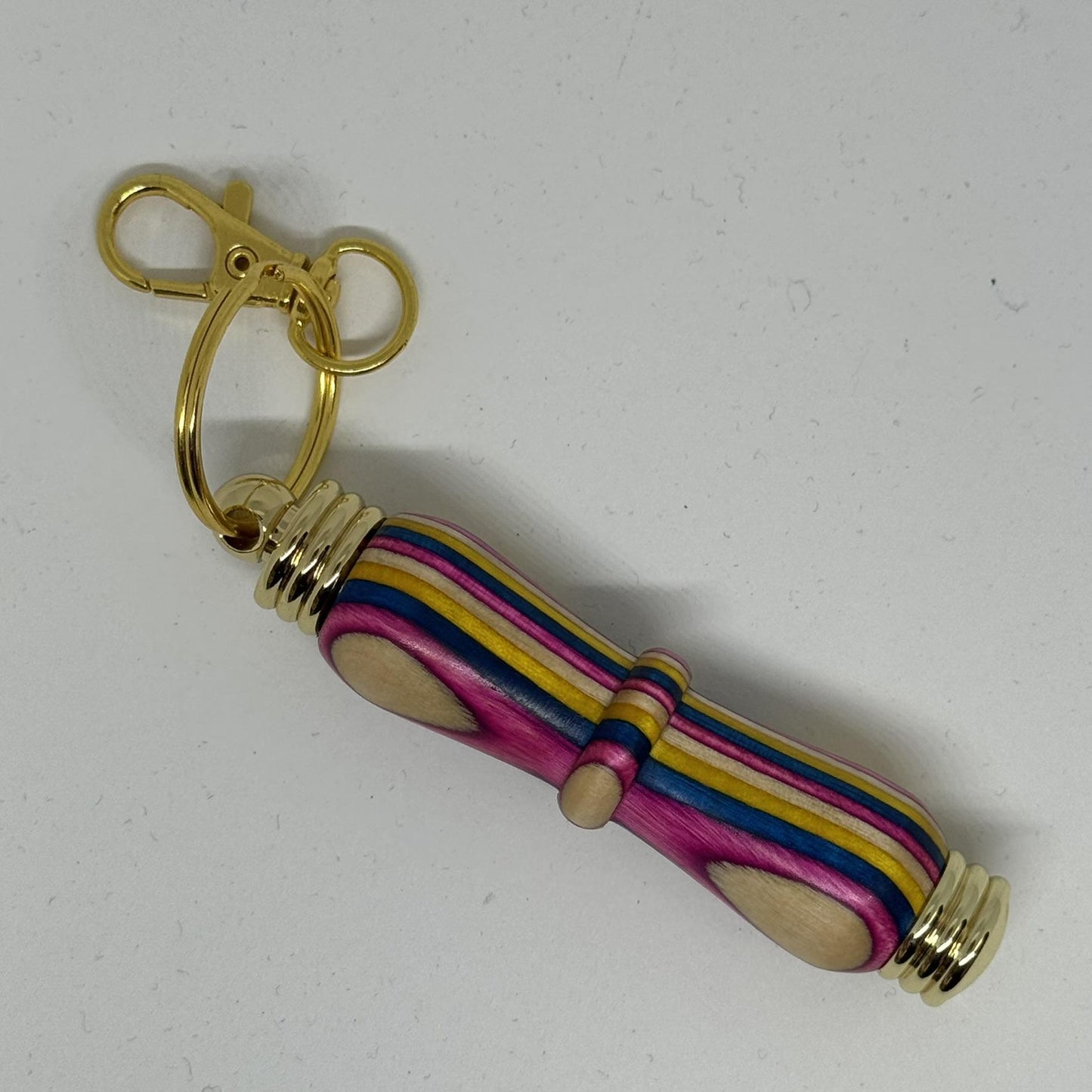 Handcrafted wood needle case w/ fob