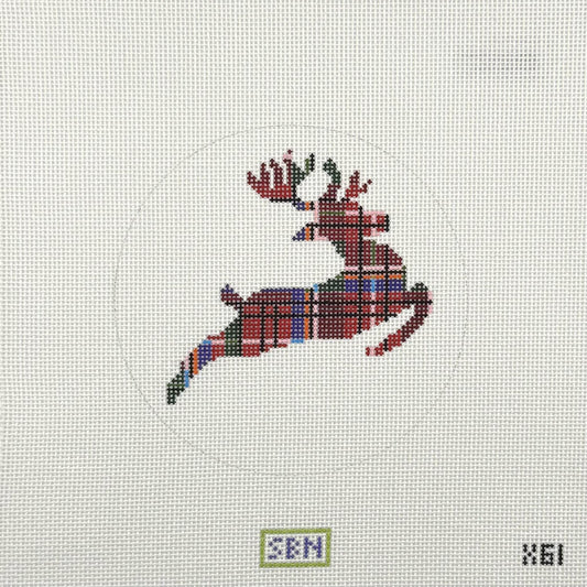 Plaid Reindeer Ornament (by Susan Battle Needlepoint)