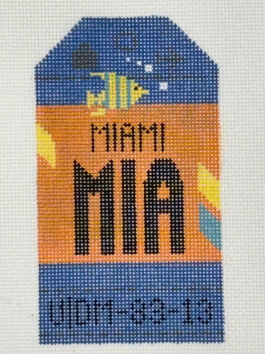 Miami Luggage Tag (by Hedgehog Needlepoint)