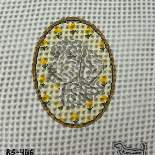 The Doodle Flower Cameo (by Rooney and Stitch / Atlantic Blue Canvas)