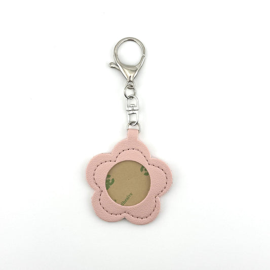 Leather Self-Finishing Floral Key Fob - Pink