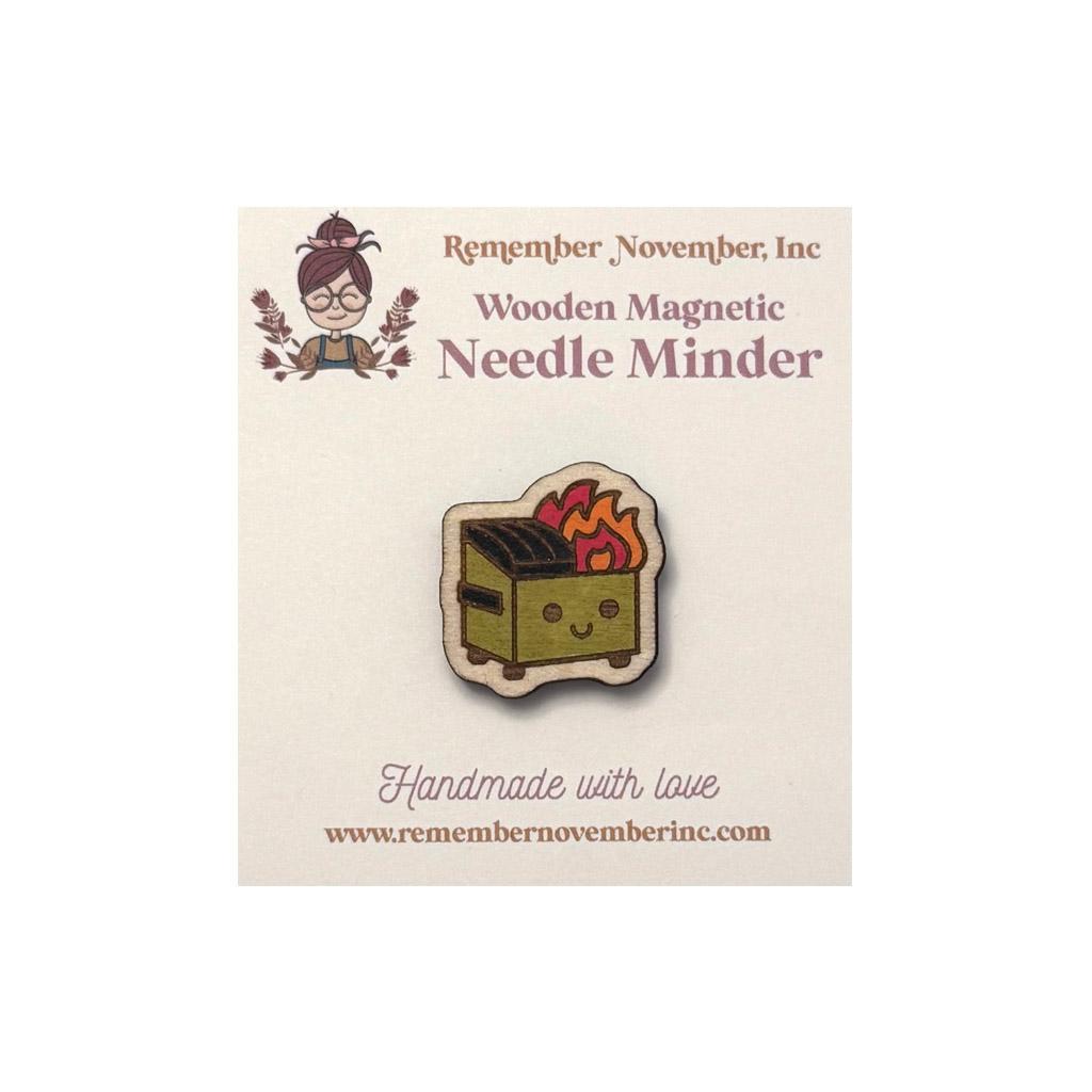 Wooden Dumpster Fire needle minder