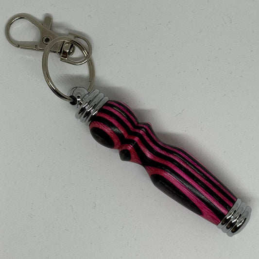 Handcrafted wood needle case w/ fob