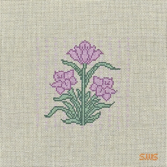 Purple Block Print Flowers (by Stitching with Stacey)
