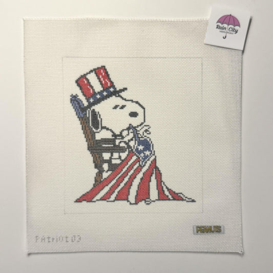 PEANUTS Patriotic - Snoopy Sewing Flag (by Officially Needlepoint)