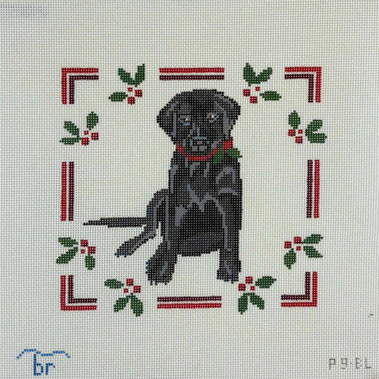Black Lab Puppy with Holly (by Blue Ridge Needlepoint)  P9BL