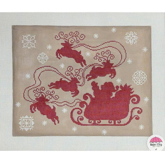 Santa Sleigh and Reindeer (by Patti Mann) 93145