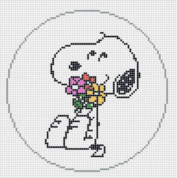PEANUTS Everyday - Snoopy Hugging Flowers (by Officially Needlepoint)