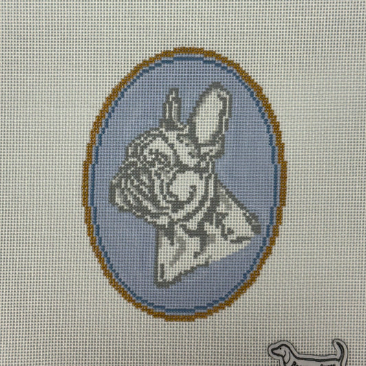 French Bulldog Cameo (by Rooney and Stitch / Atlantic Blue Canvas)