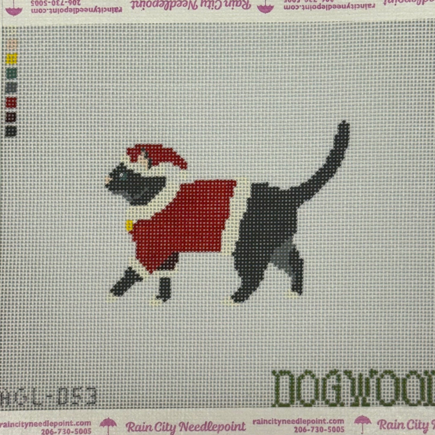 Santa Black Cat (by Dogwood Needlepoint)