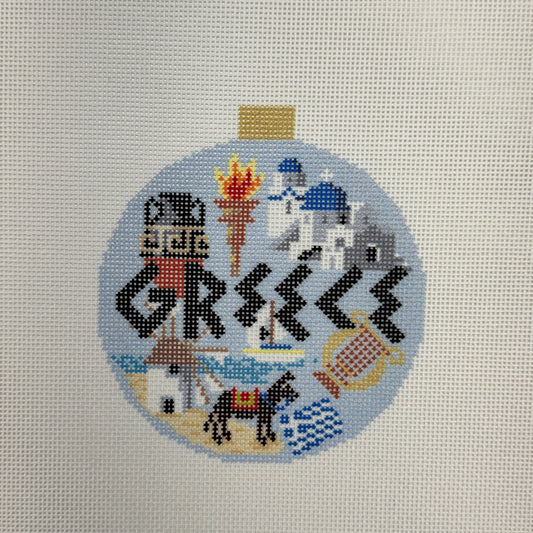 Greece Travel Round (by Bradley Needlepoint)