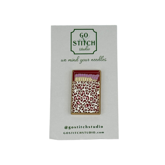 Pink Leopard Print Matchbox Needle Minder