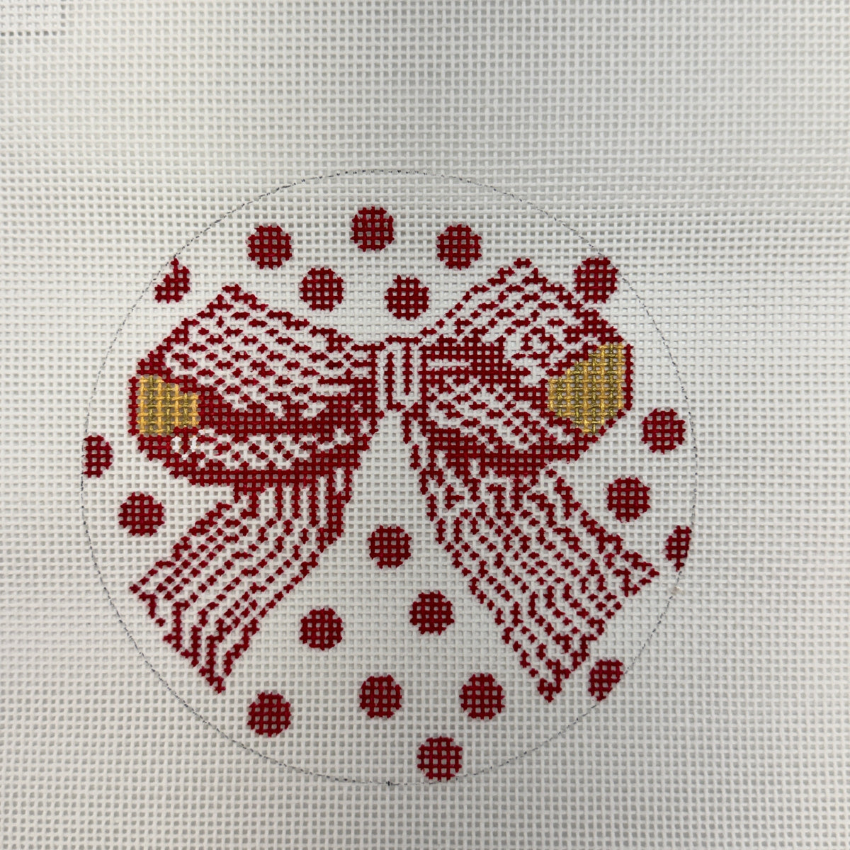 Red Bow w/ Red Dots (by Gingham Stitchery)