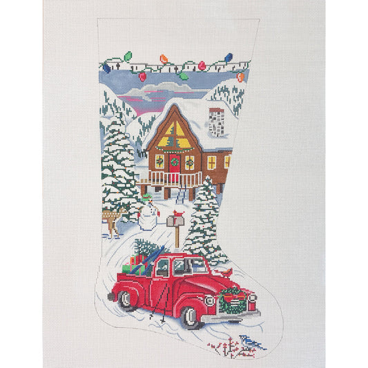 Red Truck & Ski Lodge Stocking (by Alice Peterson)