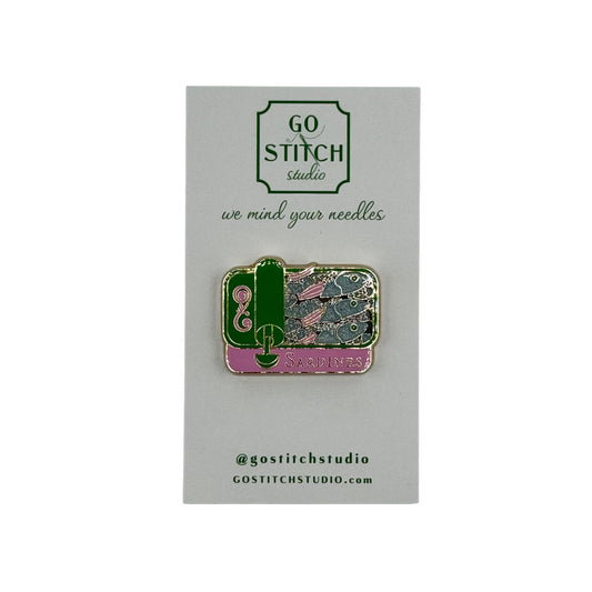Pink and Green Sardine Can Needle Minder