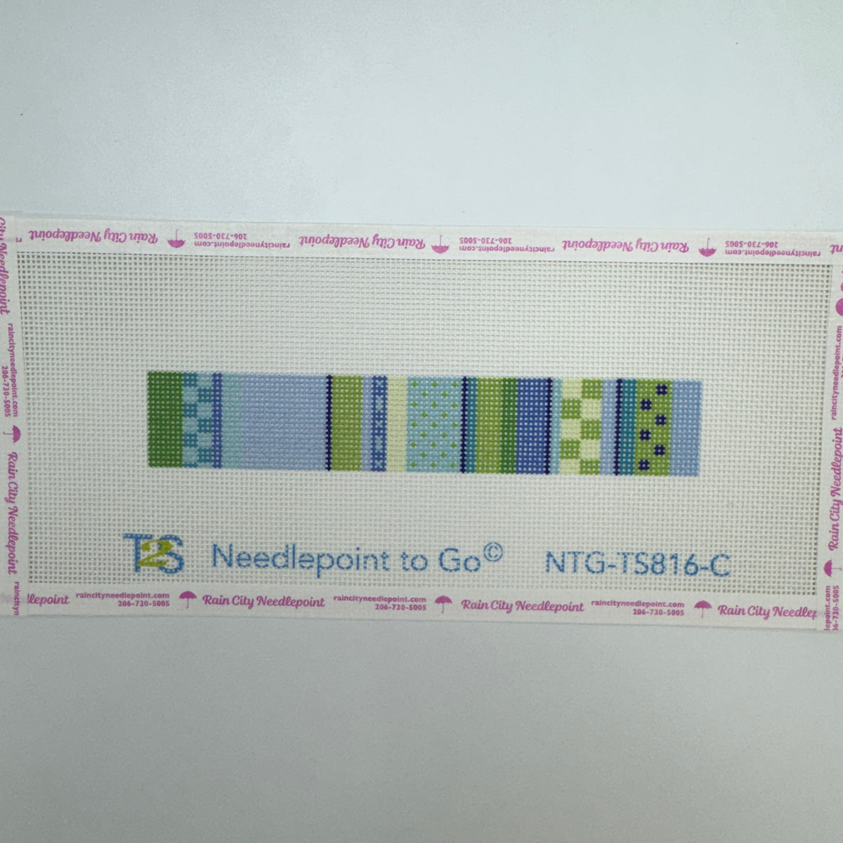 Stitch Stripe Key Fob - Cool (by Bradley Needlepoint)