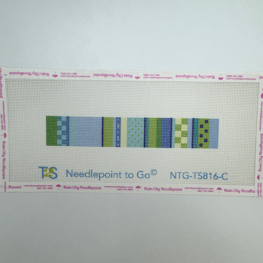 Stitch Stripe Key Fob - Cool (by Bradley Needlepoint)